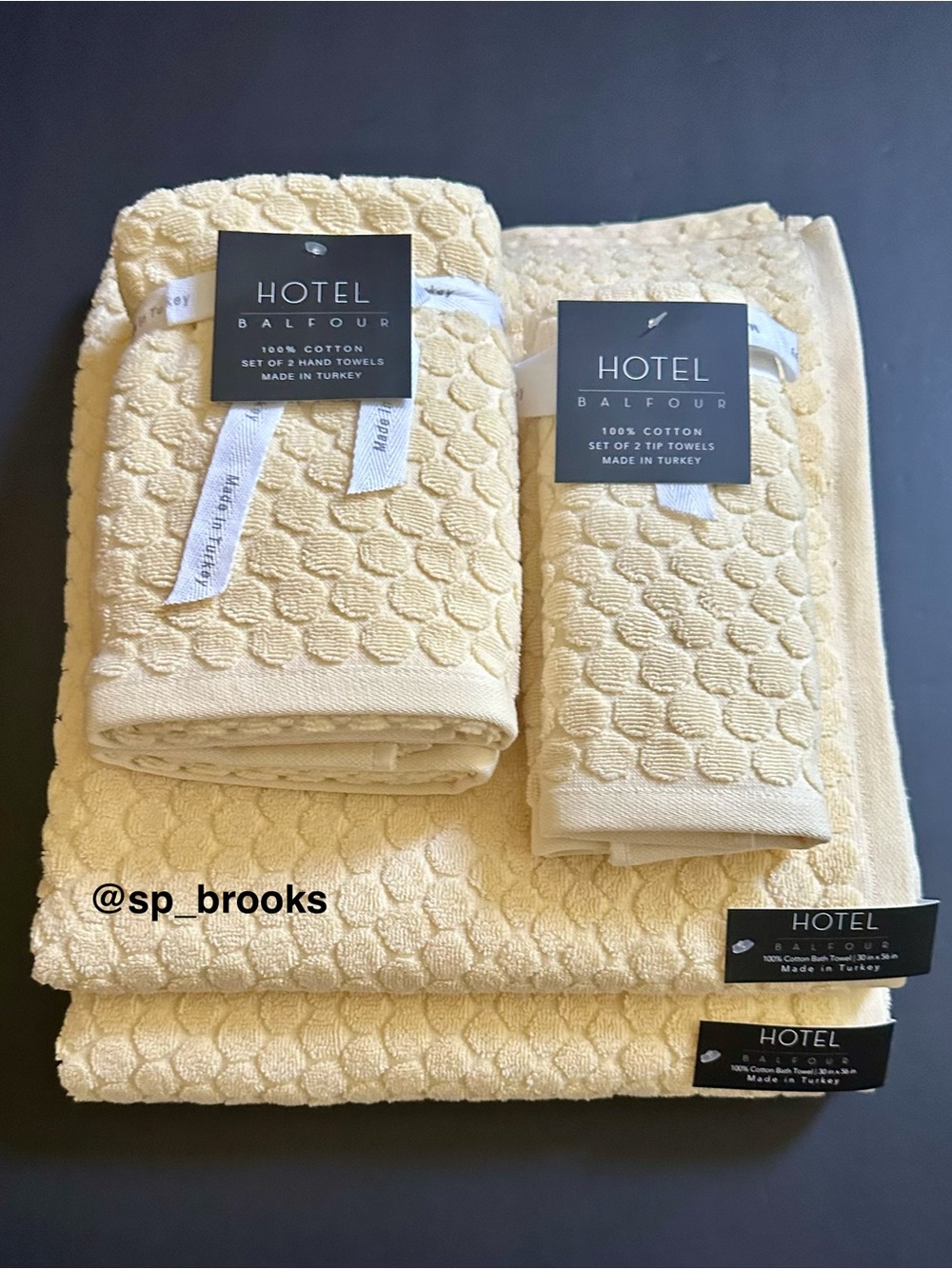🎁6PC Hotel Balfour Bath Towel Set - Penny Tile Pattern - Yellow Dafodil